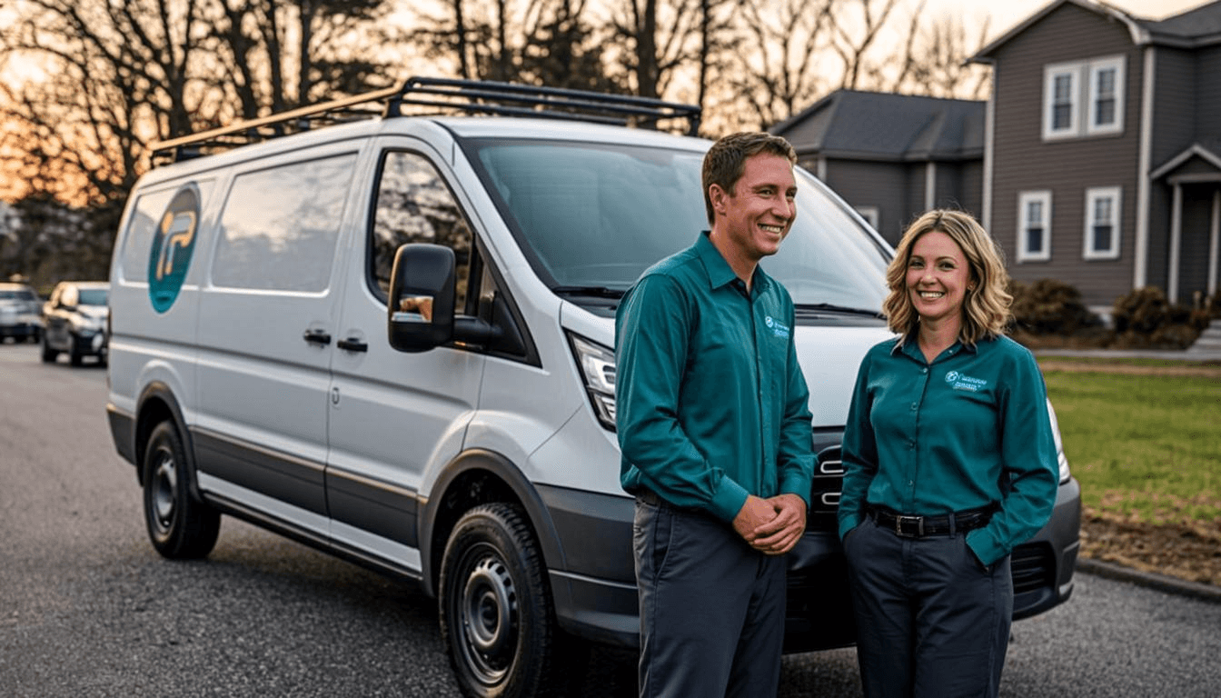 FlowRight Plumbing service van and technician team ready for 24/7 emergency dispatch